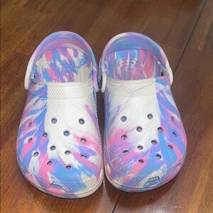 CROCS Pink and Blue Water Shoes with Perforated Design